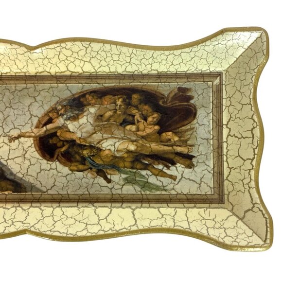 Tirinnanzi Firenze Florentine Trinket Tray Michelangelos Creation Of Adam - Picture 4 of 6